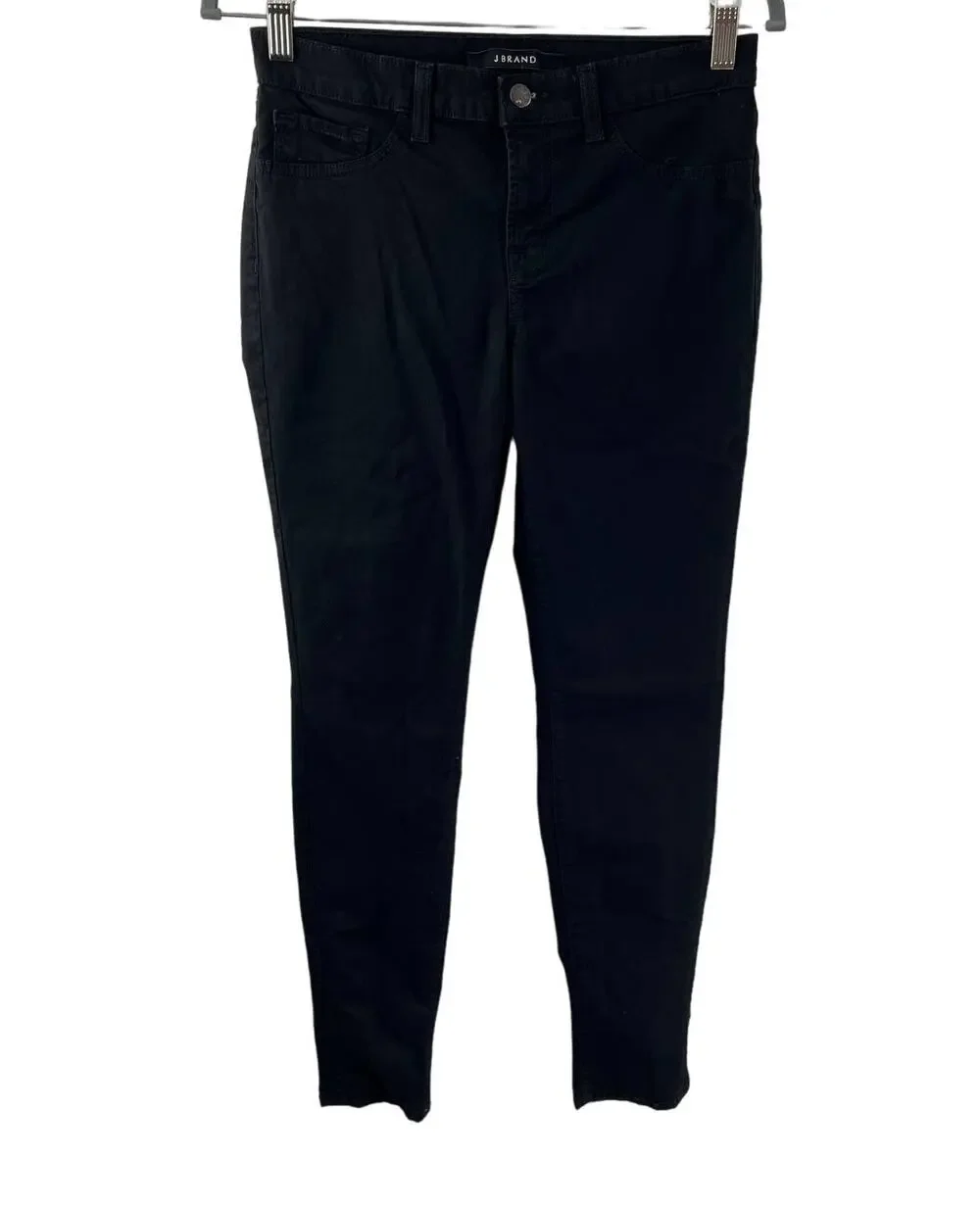 J Brand Black 28 Denim Jeans Cotton 5-Pockets Mid Rise Skinny Leg Regular Fit